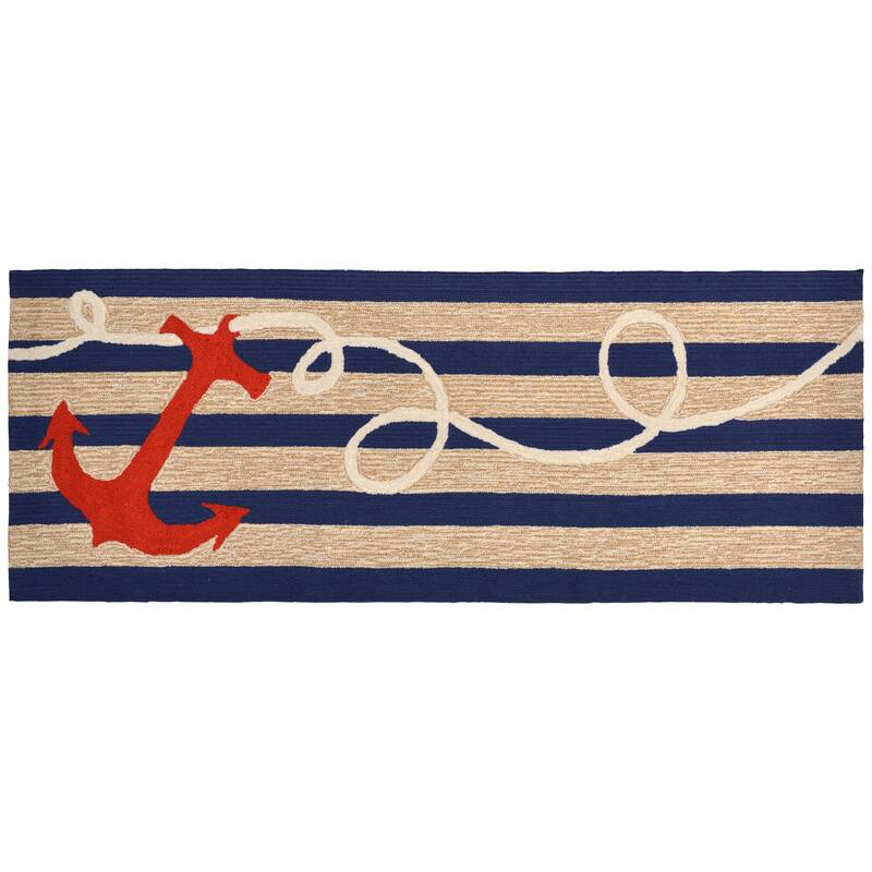 Liora Manne Frontporch Anchor Indoor/Outdoor Rug Navy 2'6 x 4'