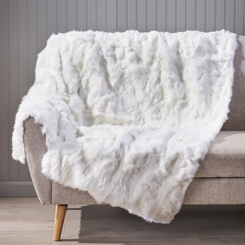 Akers Glam Faux Fur Throw Blanket by Christopher Knight Home