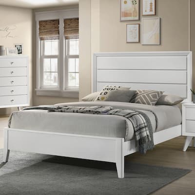 Kawi Contemporary White Wood Panel Bed by Furniture of America