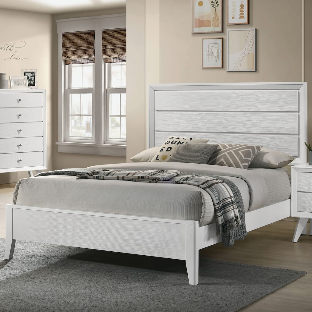 Kawi Contemporary White Wood Panel Bed by Furniture of America