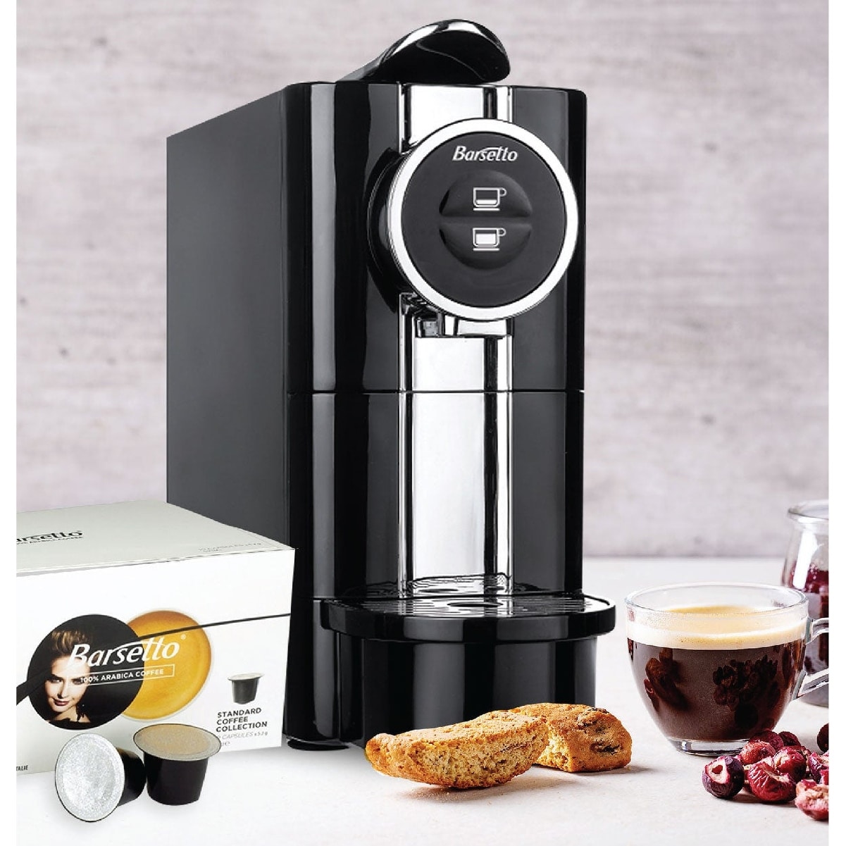 Barsetto One-Touch Espresso Maker, Automatic Coffee Machine, Black