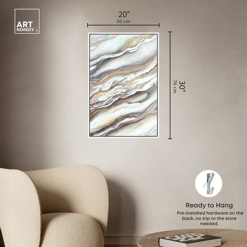 Art Remedy Neutral Lines I Framed Boho Abstract 1 Piece Canvas Wall Art