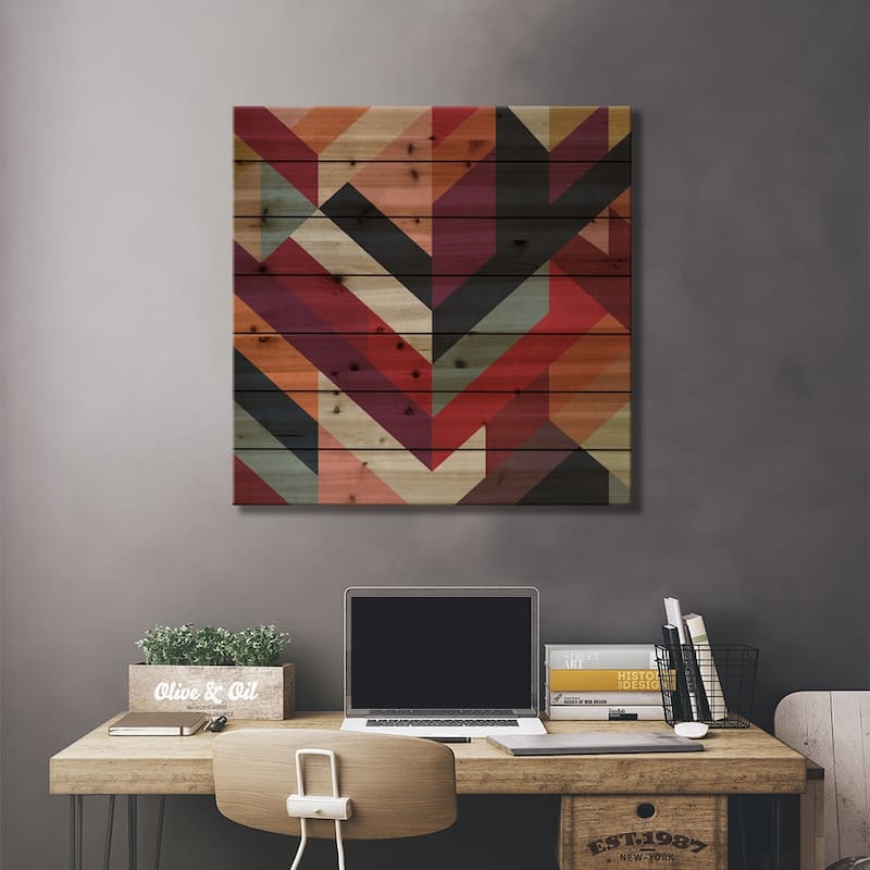 Meeting Of Diagonals II Print On Wood by Angel Estevez - Multi-Color