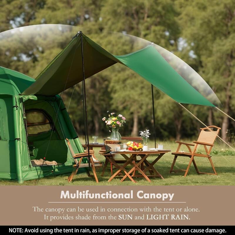 EROMMY Inflatable Tent 4-6 Person - Instant Setup Waterproof Cabin Tent with Pump (Beige/Light Green)