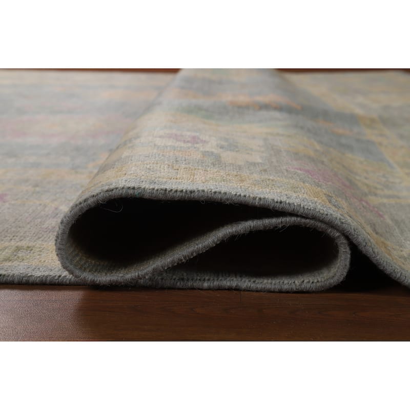 Hand Knotted Oriental 100% Wool Carpet Transitional All-Over Navy Blue & Blues Oushak Area Rug - 9' 11'' X 8' 4''