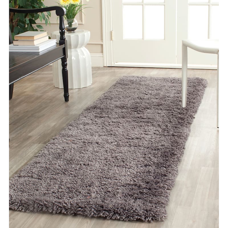 SAFAVIEH Handmade Classic Shag Nakhshun Rug - 2'3" x 8' Runner - Grey