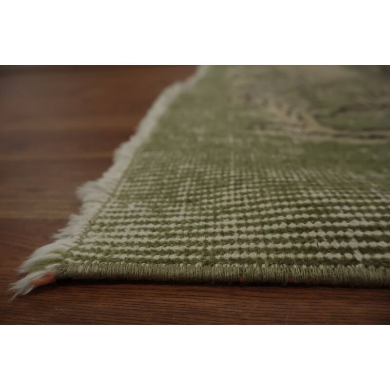 Hand Knotted Oriental 100% Wool Carpet Transitional Floral Green Anatolian Area Rug - 9' 1'' X 5' 8''