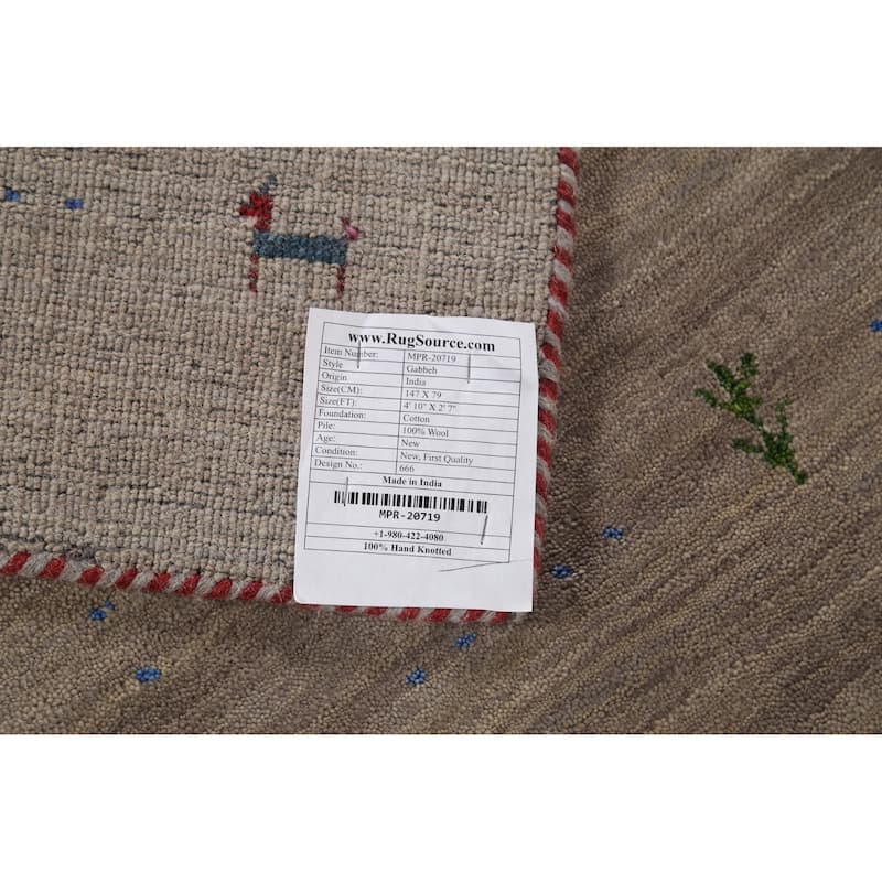 Tribal Gabbeh Indian Accent Rug Handmade Contemporary Wool Carpet - 2'7"x 4'10"