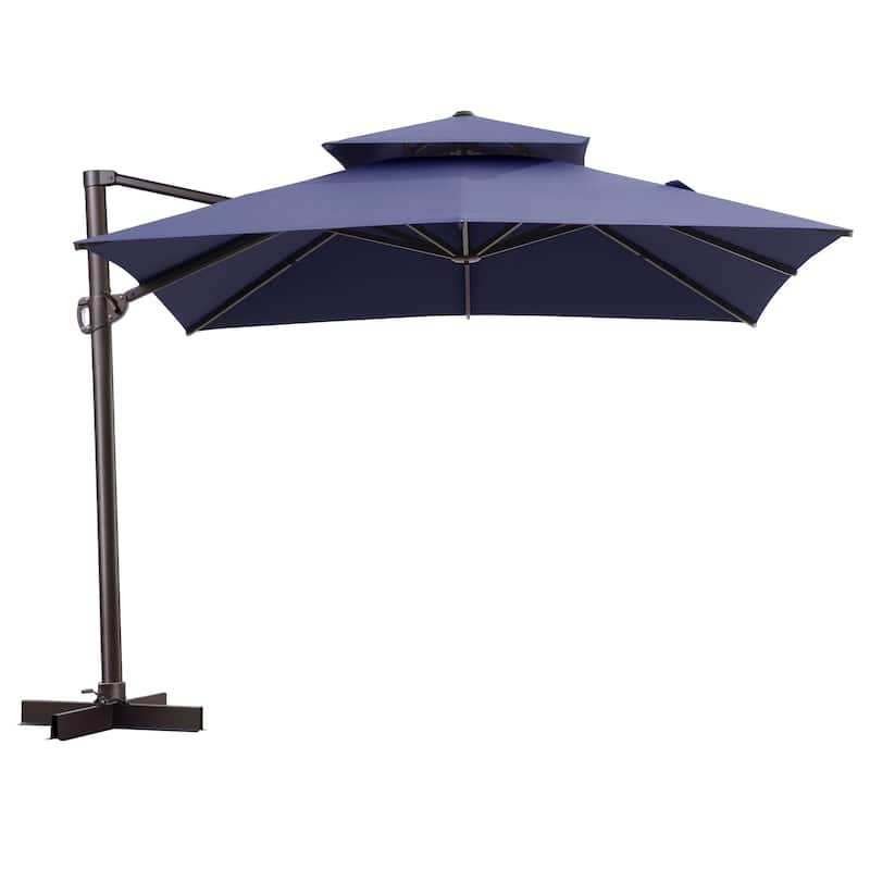Pellebant 10 ft Double Top Patio Cantilever Umbrella with Base