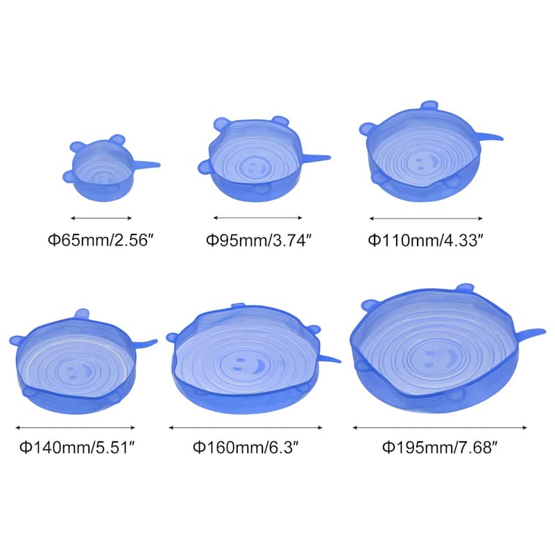 Silicone Stretch Lids, 2 Sets Silicone Lids for Bowls and Food Covers - Blue
