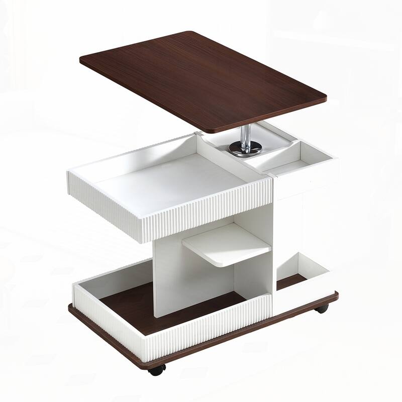 Multifunctional Sofa Side Table with Lift-Top