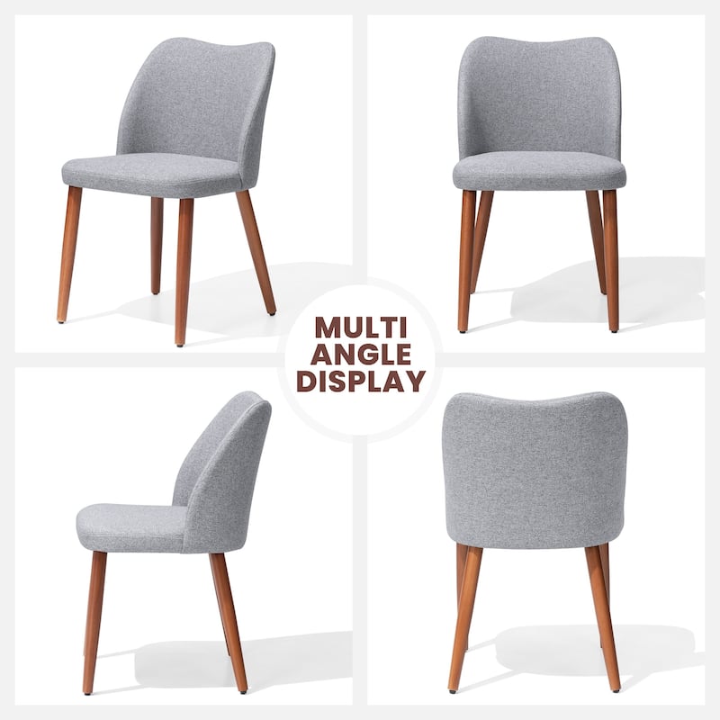 Modern Upholstered Dining Chairs with Padded Seat and Wood Legs
