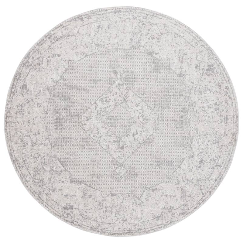 SAFAVIEH Easton Meentje Oriental Rug - 6'7" Round - Ivory/Grey