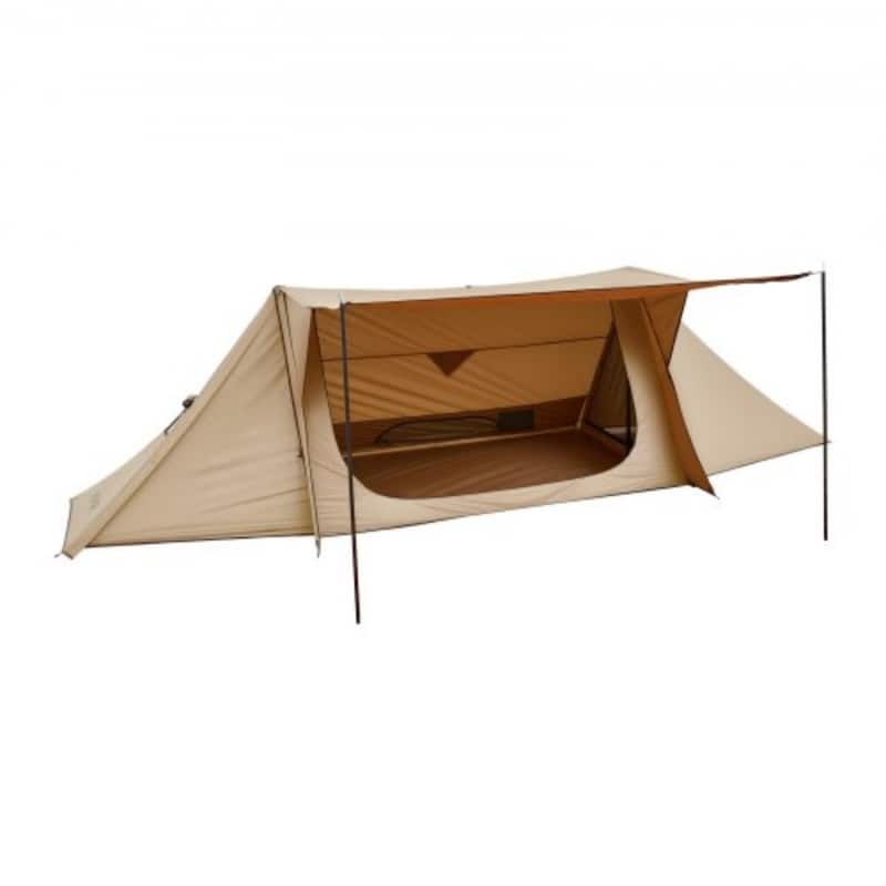 Brown 210T Taffeta Triangular Hot Tent with Stove Jack and Poles - 177.2 x 82.7 x 49.2 in