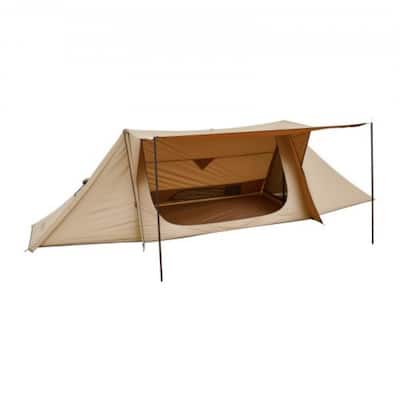Brown 210T Taffeta Triangular Hot Tent with Stove Jack and Poles - 177.2 x 82.7 x 49.2 in