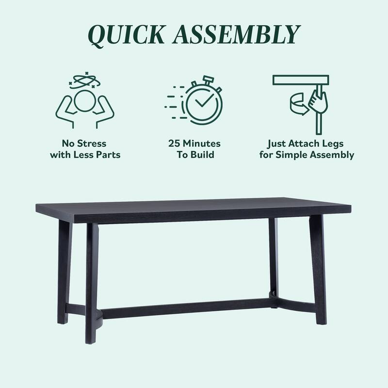Middlebrook Rustic Solid Oak Wood 70-inch Rectangle Dining Table