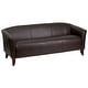 preview thumbnail 4 of 13, LeatherSoft Sofa with Wood Feet - 72.75"W x 29"D x 29"H Brown Upholstery/ Cherry Legs