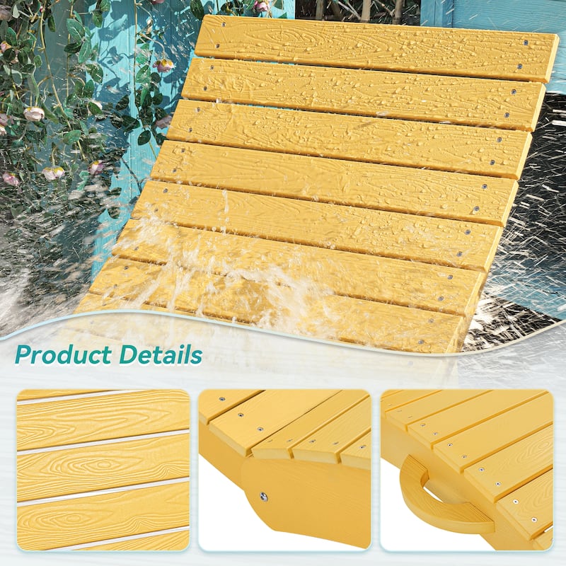 2-Piece Folding HDPS Plastic Outdoor Pool Chaise Lounges with Headrest Cushion