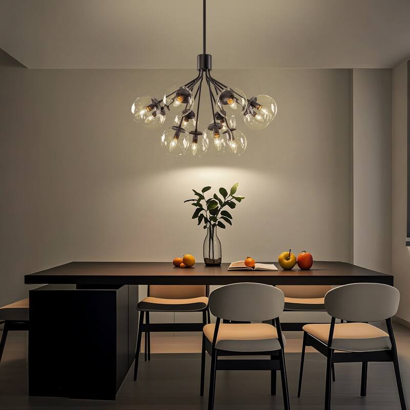 Starsky 12-Light Modern Bubble Seeded Glass Chandelier