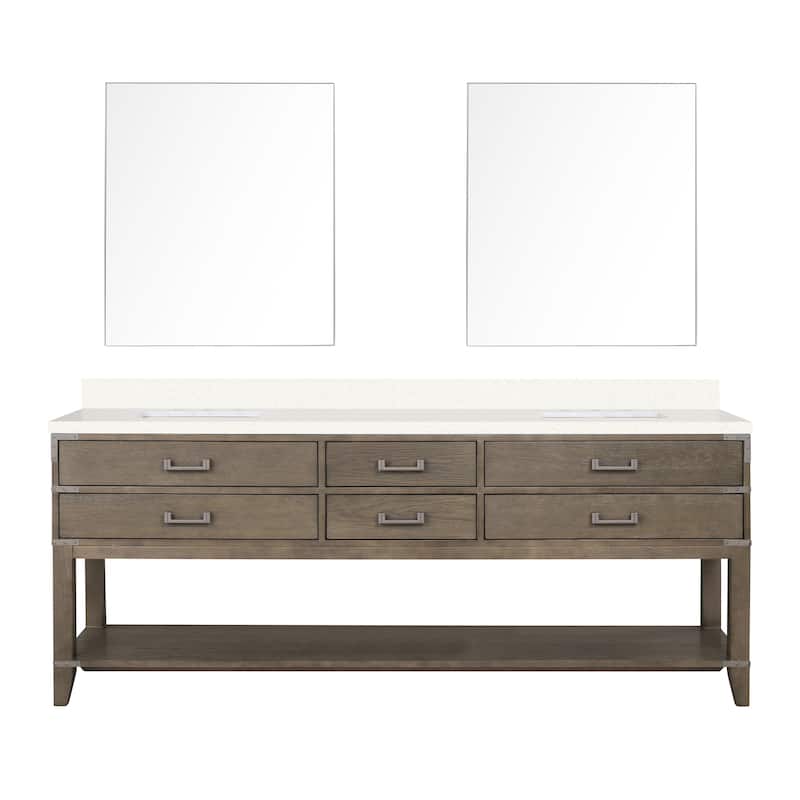 Norwalk 60 in W x 22 in D Black Oak Double Bath Vanity, Cultured Marble Top, and 28 in Mirrors