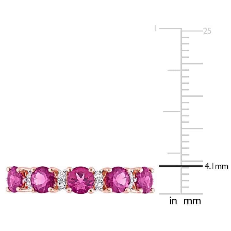 Miadora 1 3/5ct TGW Rhodolite and White Topaz Semi Eternity Ring in Rose Silver