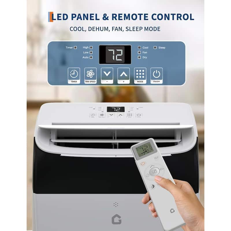 12000 BTU Portable AC Unit, 24H Timer, Remote Control