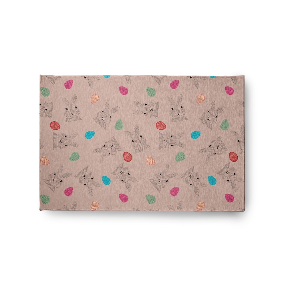 Bunnies and Eggs Easter Chenille Rug