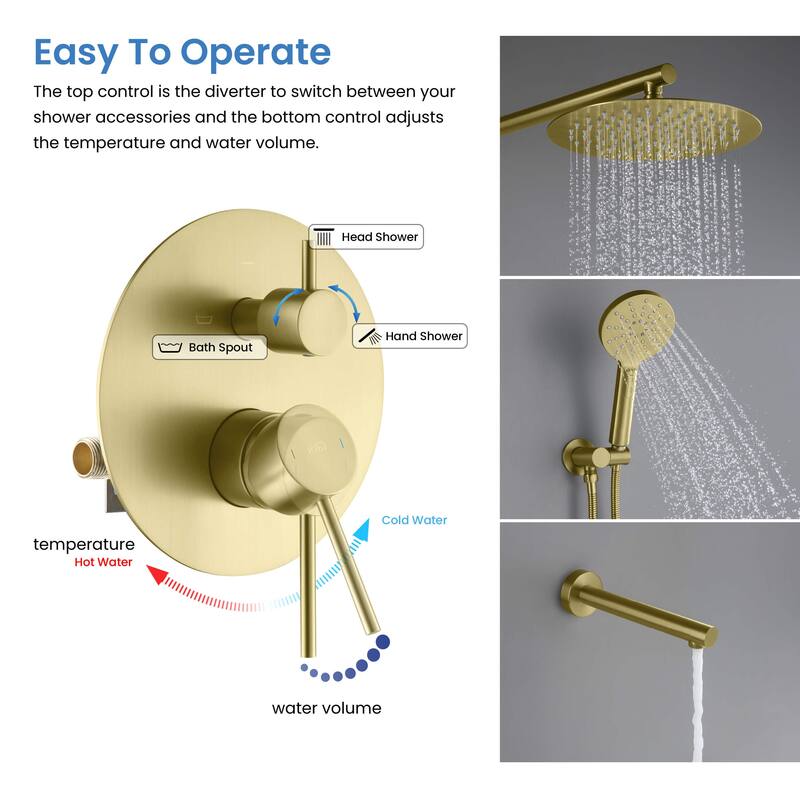 Circular Pressure Balanced 3-Function Shower System with Rough-In Valve