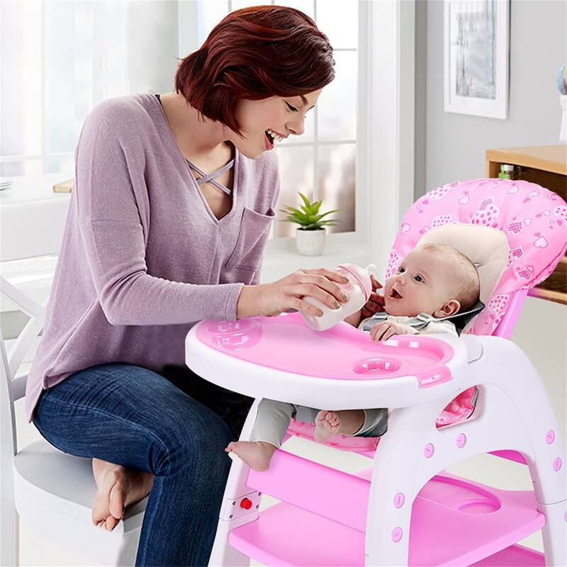 High Chairs Baby Toddler, Table Booster Seat Adjustable W/Tray, Pink