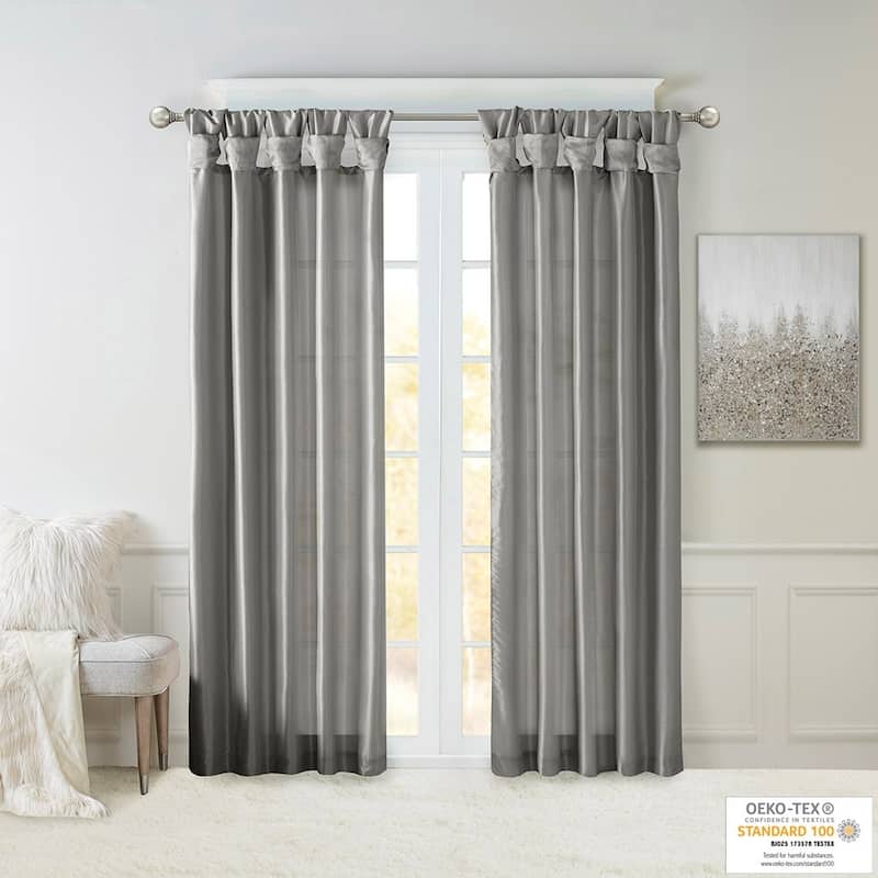 Twist Tab Lined Window Curtain Panel Charcoal 50x108"