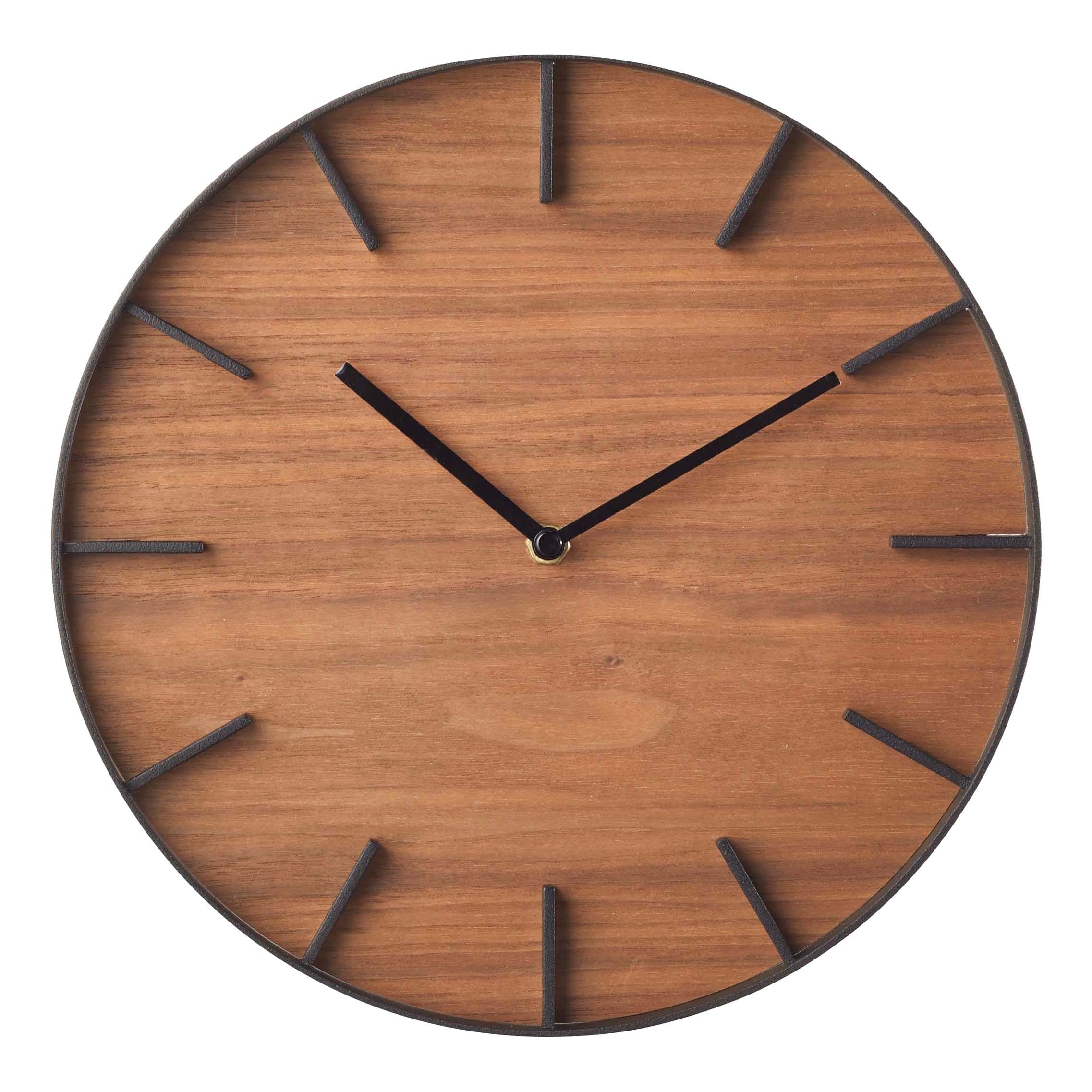 Yamazaki Home Wall Clock, Steel & Wood - L 1.65 x W 10.43 x H