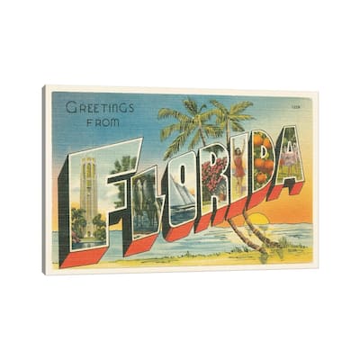 iCanvas "Greetings from Florida v2" by Wild Apple Portfolio Canvas Print
