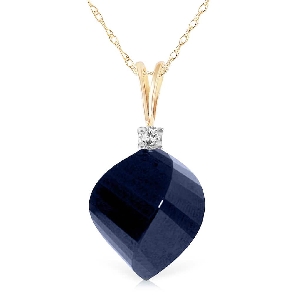 MayaMila 15.3 Carat 14K Solid Gold Necklace Diamond Twisted Briolette Sapphire