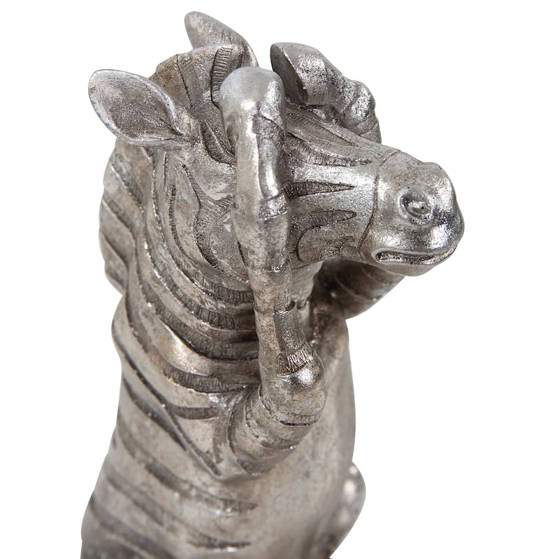 Allan Andrews See No Evil, Speak No Evil, Hear No Evil Silver Zebra Sculpture - 9"H - Hear No Evil