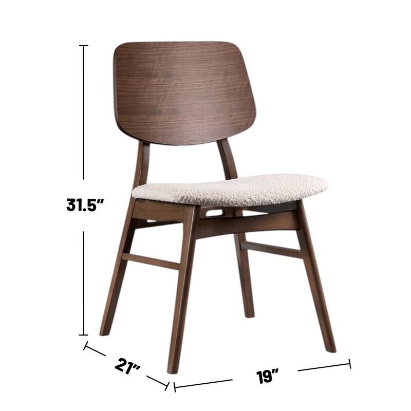 7 Piece Oval Wooden Dining Set in Walnut and Beige