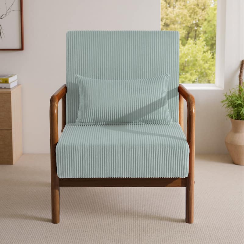 Mid-Century Upholstered Accent Chair with Wood Frame