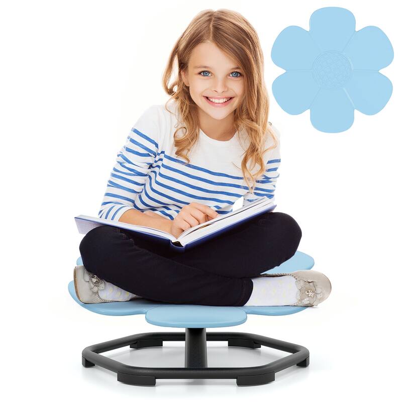 PP Kids Swivel Chair with 360-degree Spin, Petal Seat and Metal Base - 21" L x 19.5" W x 10" H
