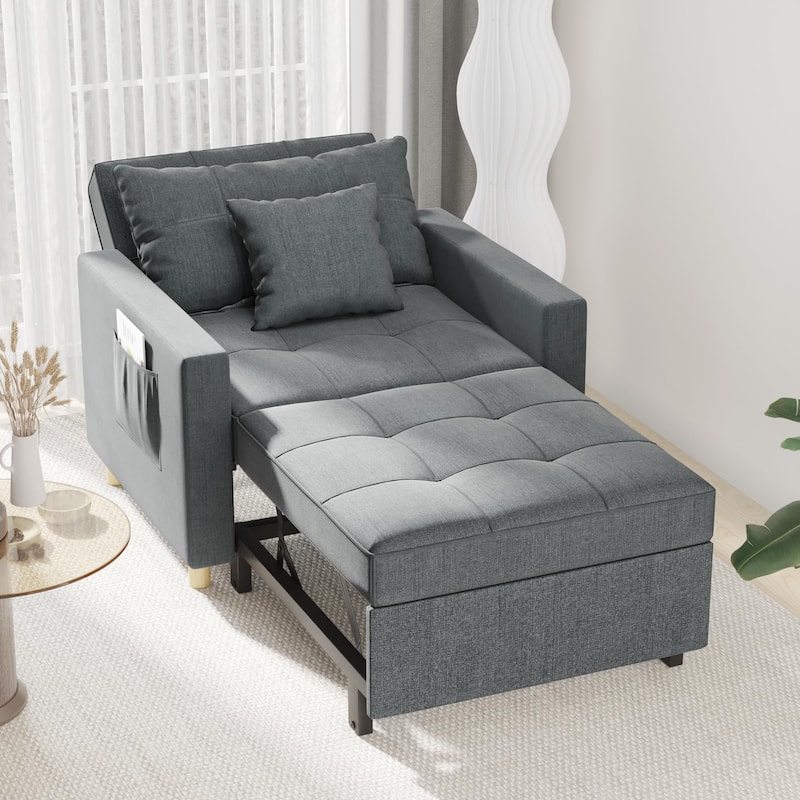 AECOJOY Adjustable Sleeper Chair Bed 3-in-1 Convertible Futon Sofa - Dark Grey