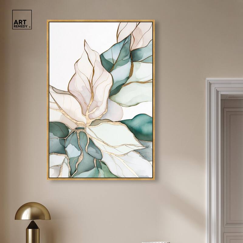 Pastel Leaves with Gold II Canvas by Art Remedy