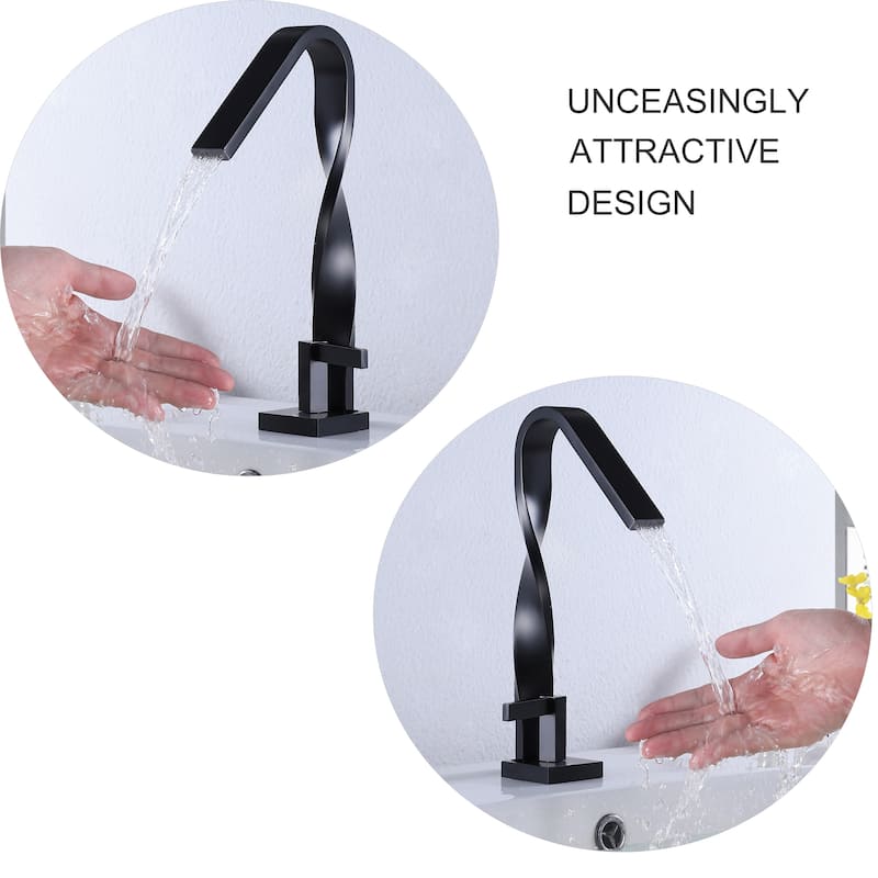11''H Deck-mounted Spiral Bathroom Vessel Sink Faucet Single Hole In Black / Gold
