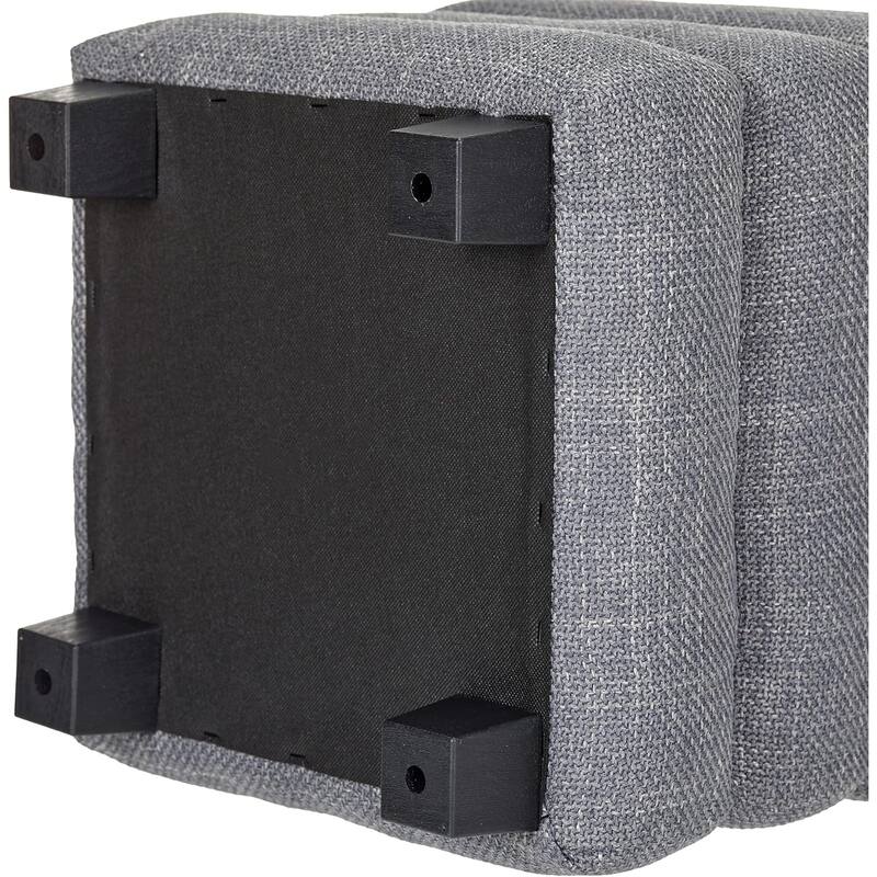 Modern Cube Ottoman with Tray Top and Hidden Storage Linen Seat