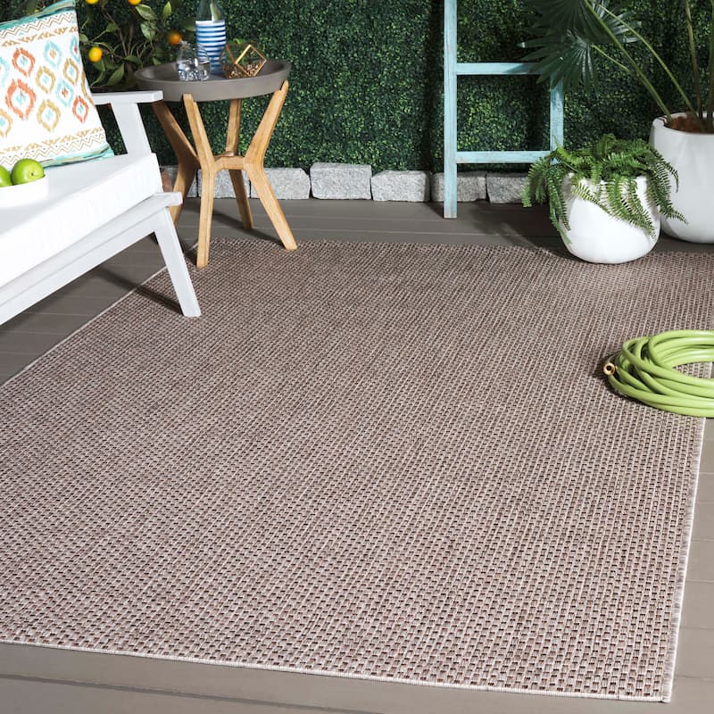 SAFAVIEH Courtyard Begajeta Indoor/Outdoor Waterproof Patio Backyard Rug. - 6'7" x 9'6" - Beige/Brown