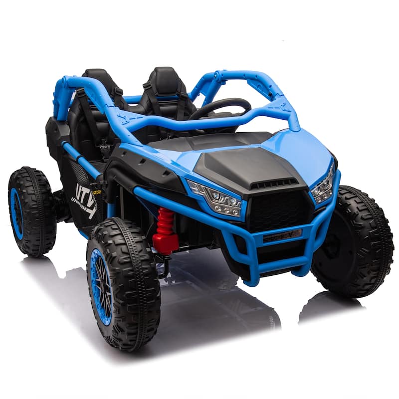 24V Two-seater Kids Ride w/Parents Control,20in seat width,400W Super high power,Horn,Rear storage space,For Kids aged 3+