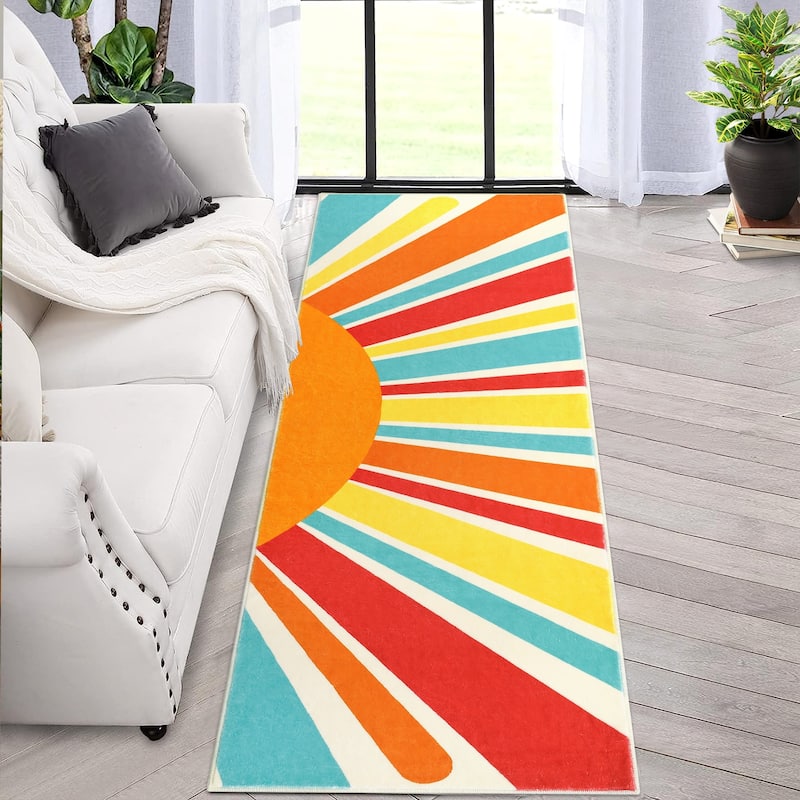 Garvee Rainbow Sol Kids Area Rug