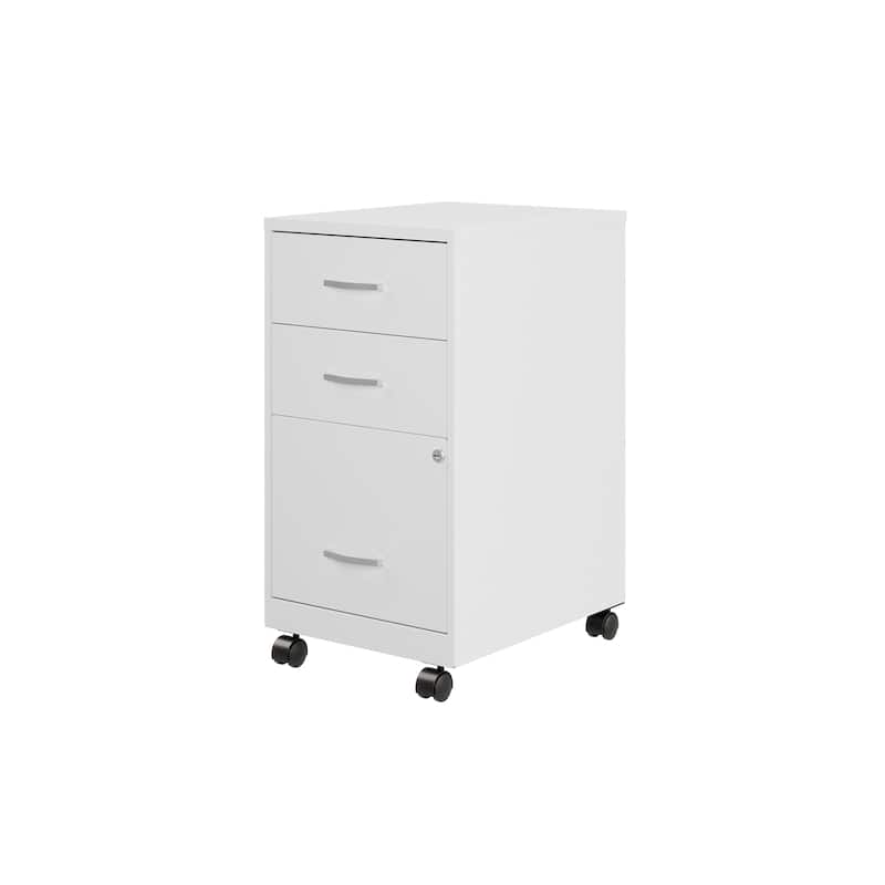 Space Solutions 18"Deep 3 Drawer Mobile Organizer Metal Cabinet, Black