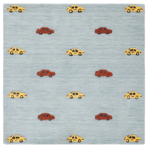 dimension image slide 1 of 2, SAFAVIEH Handmade Kids Reina Cars Wool Rug