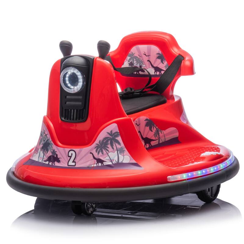 12V Kids Ride On Bumper car W/Parents control,Rotate 360 degrees,Two-handed switch for direction control For kids of 2-5 - Red