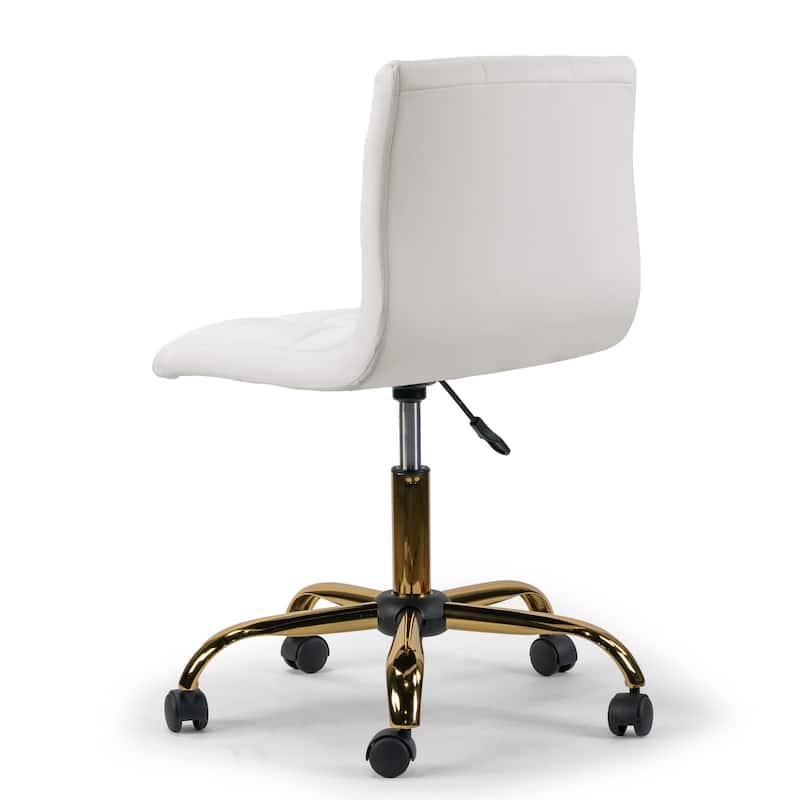 Aman Cream Adjustable Height Swivel Office Chair w/ Golden Wheel Base
