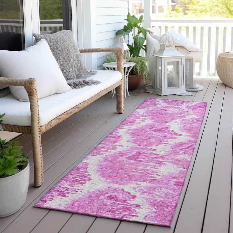 Machine Washable Indoor/ Outdoor Chantille Contemporary Abstract Rug - Pink - 2'3" x 7'6"
