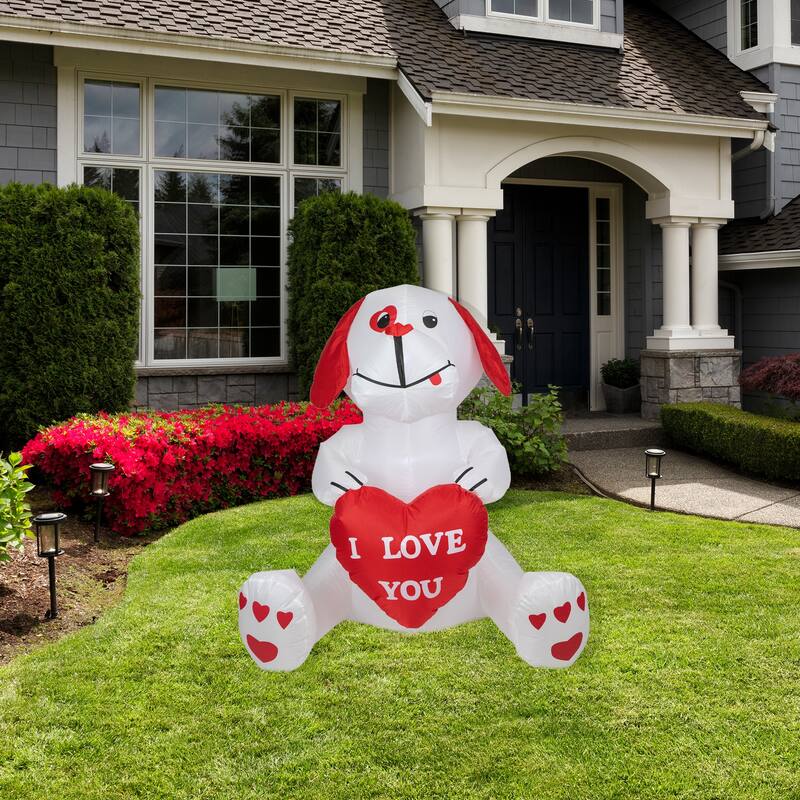 LED Lighted Inflatable Valentine's Day Doggie Outdoor Decoration - 4'
